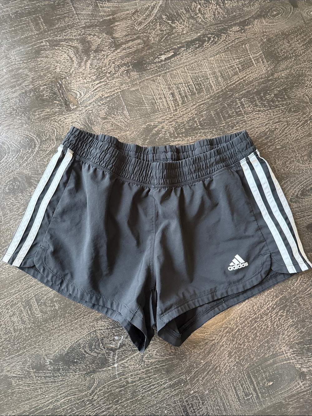 adidas Black Athletic Shorts with White 3-Stripe Trim